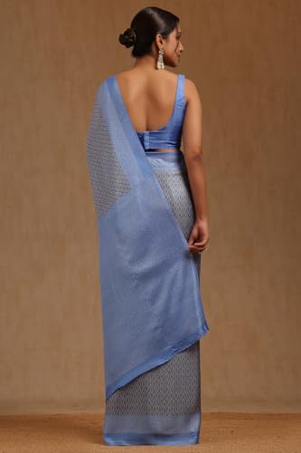 Soch Womens Blue Art Silk Floral Print Saree