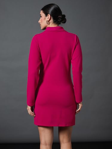 SASSAFRAS worklyf Women's Pink Double Breasted Blazer Dress-M