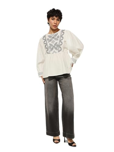 ONLY Women's Fit and Flare White Top