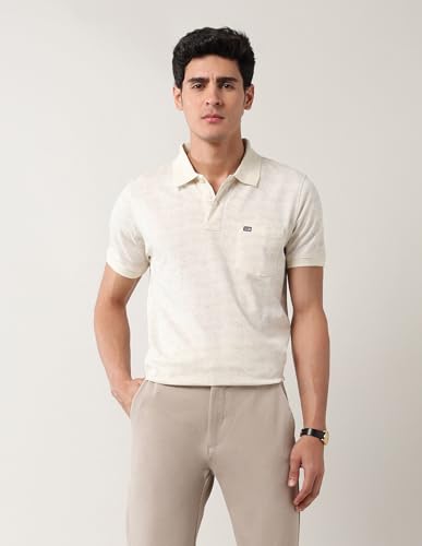 Arrow Sports Men's Floral Regular Fit Polo Shirt (ASAJTS3487_Stone