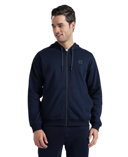 Jockey AM61 Men's Super Combed Cotton Rich Pique Fabric Ribbed Cuff Hoodie Jacket_Navy_L