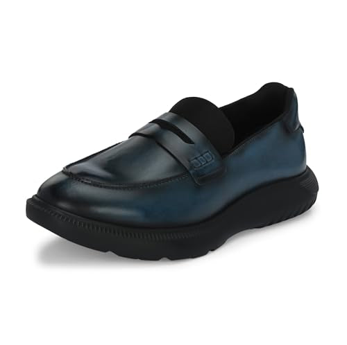HITZ Men's Blue Leather Semi Formal Shoes - UK 7