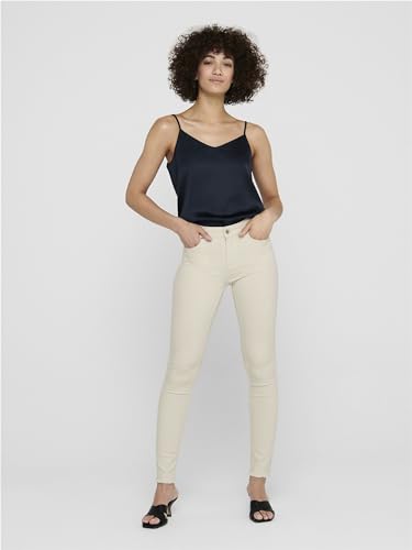ONLY Women Solid Cotton Blend Crop Length Skinny Fit Mid Rise White Jeans