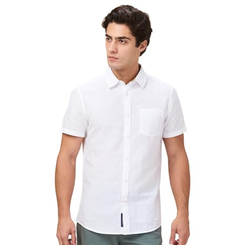 Being Human White Slim Fit Regular Collar Men's Shirt Clothing
