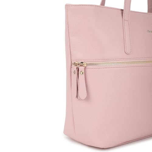 Fastrack Casual Laptop Tote Bag For Girls, Large Size With A Zipper Closure And Padded Laptop Compartment, Compatible With Laptops Up To 14 Inches, Double Handle Bag, Pink