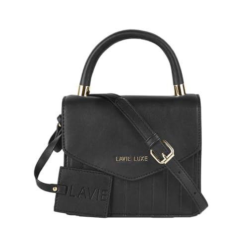 Lavie Aura Synthetic Zipper Closure Women's Sling Bag (BLACK, SMALL)