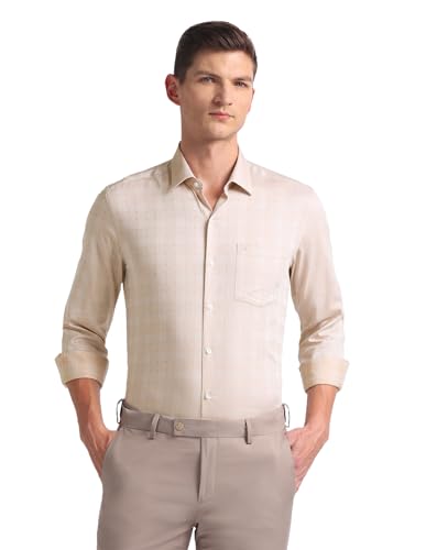 Arrow Manhattan Slim Fit Dobby Shirt Beige