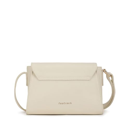 Fastrack Cloud Sling Bag for Women | White Pebbled Faux Leather Crossbody Sling Bag | Spacious Main Compartment with Organiser Pockets | Magnetic Flap & Zip Closure | Adjustable Buckle Sling Strap