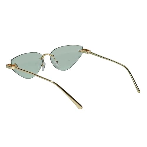 Luxury Rimless Cat Eye Sunglasses for Women | Premium UV Protected Designer Sunglasses | Stylish Lightweight Fashion Shades for Driving, Travel, Beach & Outdoor Wear (green)