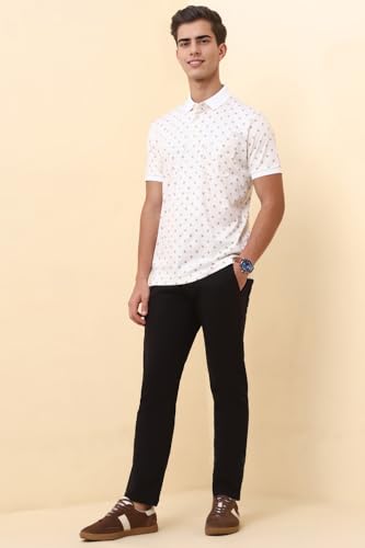 Allen Solly Men White Print Polo Neck T-Shirt