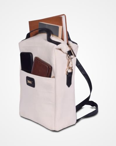 STRUTT Leather Backpack Bags | Canvas & Leather Midi| For Women/Girls Office/College Stylish |Airportl bag | Casual | Stylish | Shoulder Bag for Girls College | Sling |Travel Daily Use