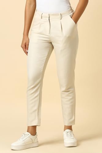Women Beige Solid Casual Trousers