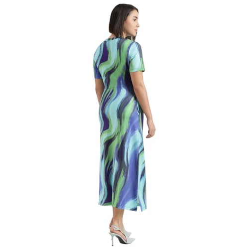 United Colors of Benetton Round Neck Swirl Print Dress (Size : S) - 26P3099W3950I902 Multicolour
