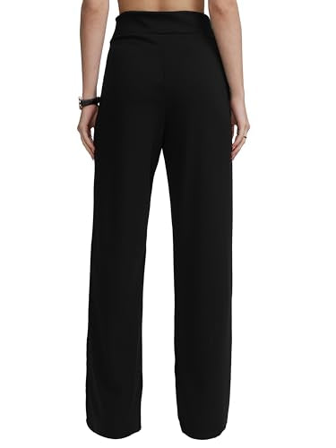 Tokyo Talkies Women Flared Fit High-Rise Parallel Trousers Black