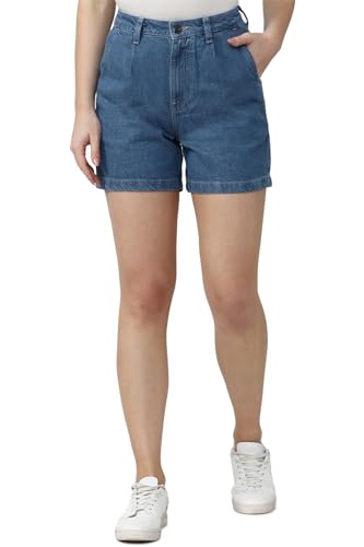 Van Heusen Women Blue Solid Shorts