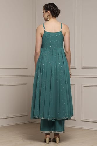 Biba Women's Polyester Kurta Set (SKDVRNSI30839AW25EMGR_Emarlend Green