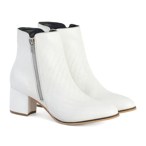 YOHO Slays Model 005 Boots for women | lycra lining on synthetic suede with | tassel zipper |elegant look | Stylish Casual Shoes|Comfortable Fit | White - UK 6