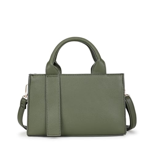 Fastrack Chic Olive Satchel Bag | Faux Leather Handbag with Zip Closure | Spacious Compartment with Organizer Pockets | Dual Carry Satchel with Top Handles & Detachable Adjustable Strap