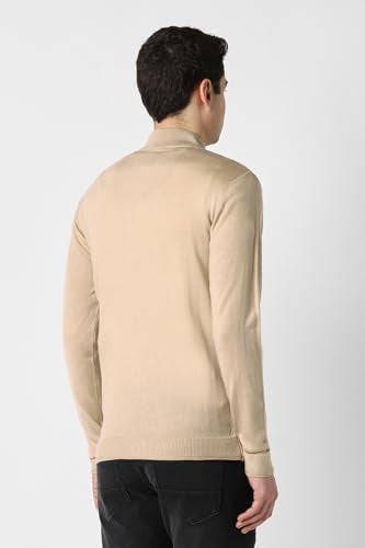 Men Beige Textured Sweater