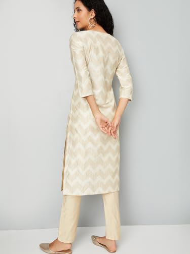 Max Women's Polyester Blend Regular Kurta (CTKUR54006_Off White