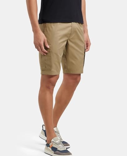 Jockey UM17 Men's Super Combed Mercerised Cotton Woven Straight Fit Cargo Shorts_Sepia Tint_XXL