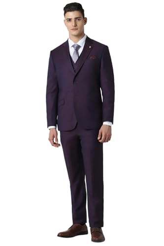Van Heusen Men Purple Solid Slim Fit Formal Four Piece Suit