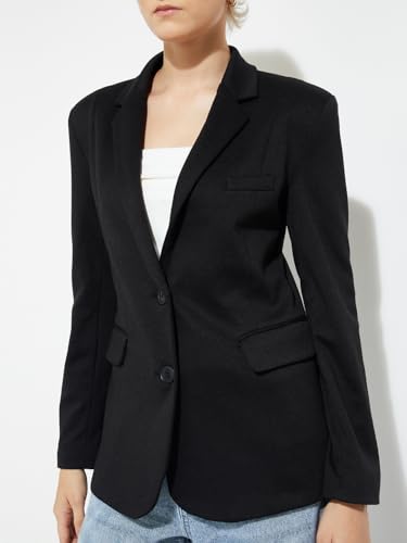 Max Alaya F x URB_N Women Textured Regular Fit Blazer (Black_XL)
