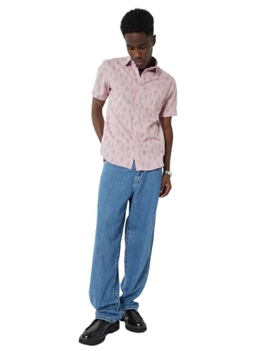 Max Men Printed Slim Fit Shirt(Pink_42)