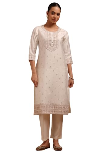Soch Womens Off White Gadwal Embroidered Kurta Set With Thread Work