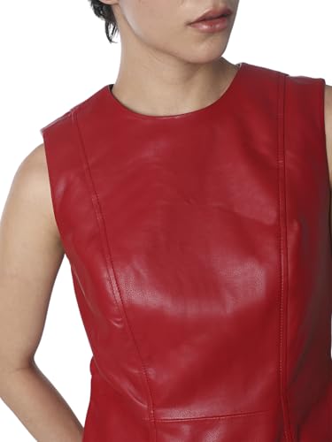 ONLY Women's Solid Fit and Flare Red Dress