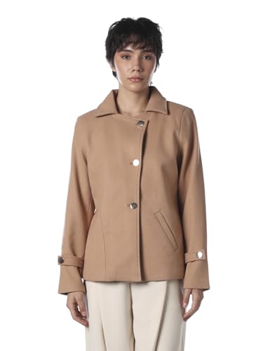 ONLY Women's Solid Regular Fit Brown Jacket