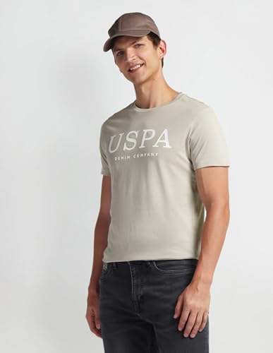 U.S. POLO ASSN. Mens Solid Half Sleeve Brand Carrier Round Neck T-Shirts (UDTSHS0900_LT. Grey_XL)