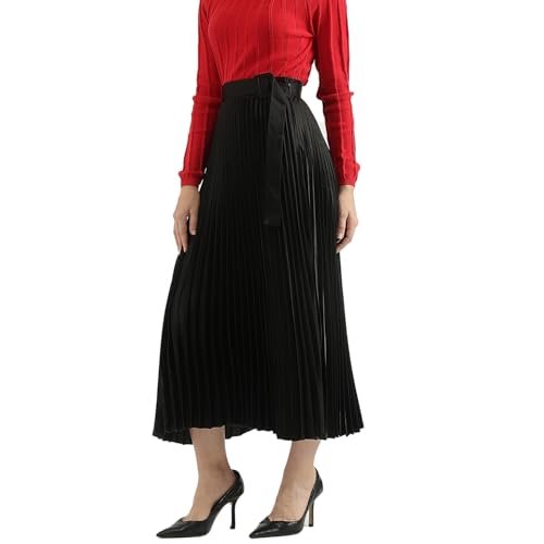 United Colors of Benetton Solid Skirt (Size: S)-24A4BSHNSK05I100 Black