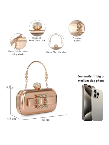 TOOBA Women's Copper Handicraft Beautiful Bling Box Clutch Bag for Wedding, Banquet, Gift Family, & Friends
