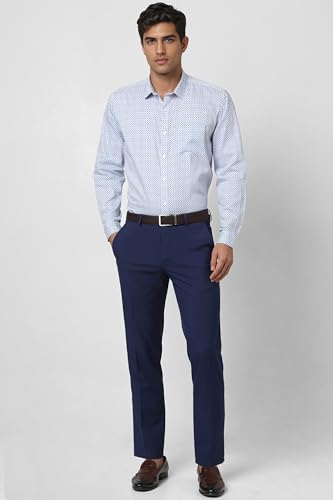 Van Heusen Men's Cotton Solid Slim Fit Casual Shirt_Blue_38