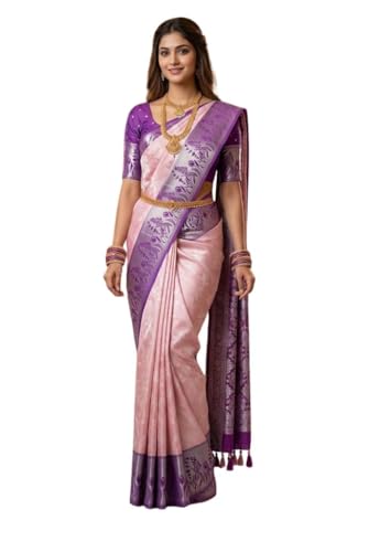 SREE KUMARAN Women's Kanchipuram Kubera Silk Pure Pattu Sarees With Blouse (VSK299-9)