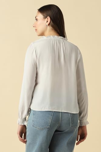 Women White Solid Casual Top