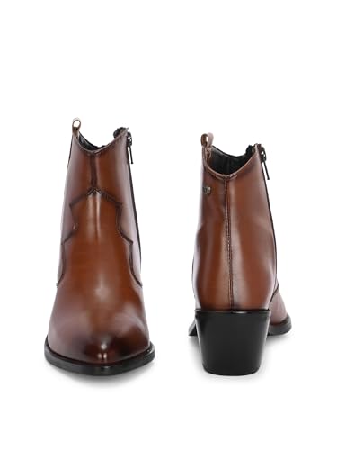 Delize Women Tan mid heel western boots 50405-37