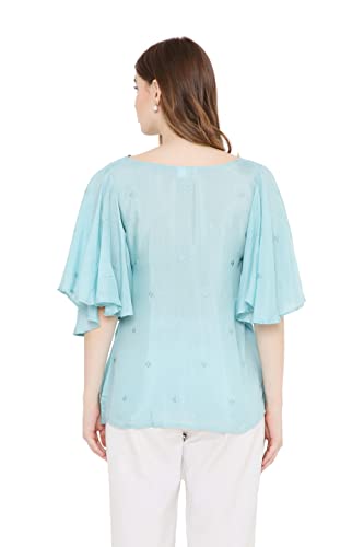 OJ Women's Flared Sleeve Embellished Top (Large)