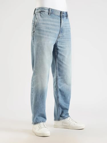 Medium-Wash Straight Fit Mid Rise Jeans