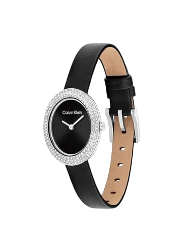 Calvin Klein Twisted Bezel Qtz Basic Mini Black Oval Dial Women's Watch- 25100145