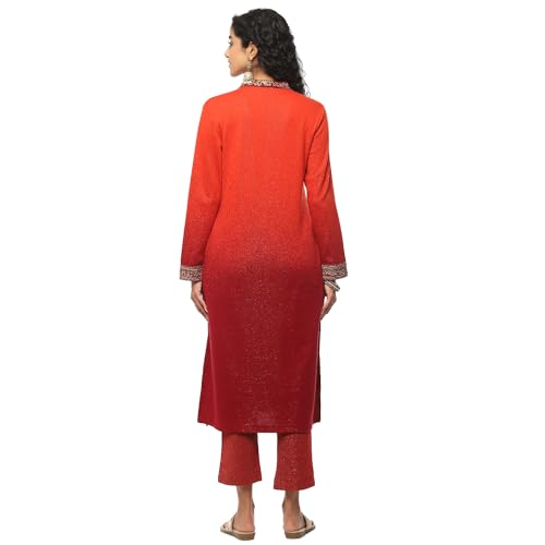 BIBA Women Polyester Blend Solid Suit Set (Red)