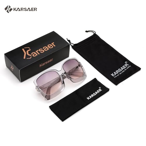 Karsaer Oversized Retro Square Round Women Non-Polarized Sunglasses Large Frame Vintage Women Shades K7075, Pink