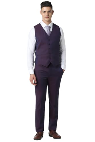Van Heusen Men Purple Solid Slim Fit Formal Four Piece Suit