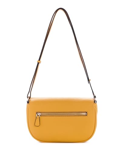 GUESS Women Gold Textured Adjustable Shoulder Strap Crossbody Bag