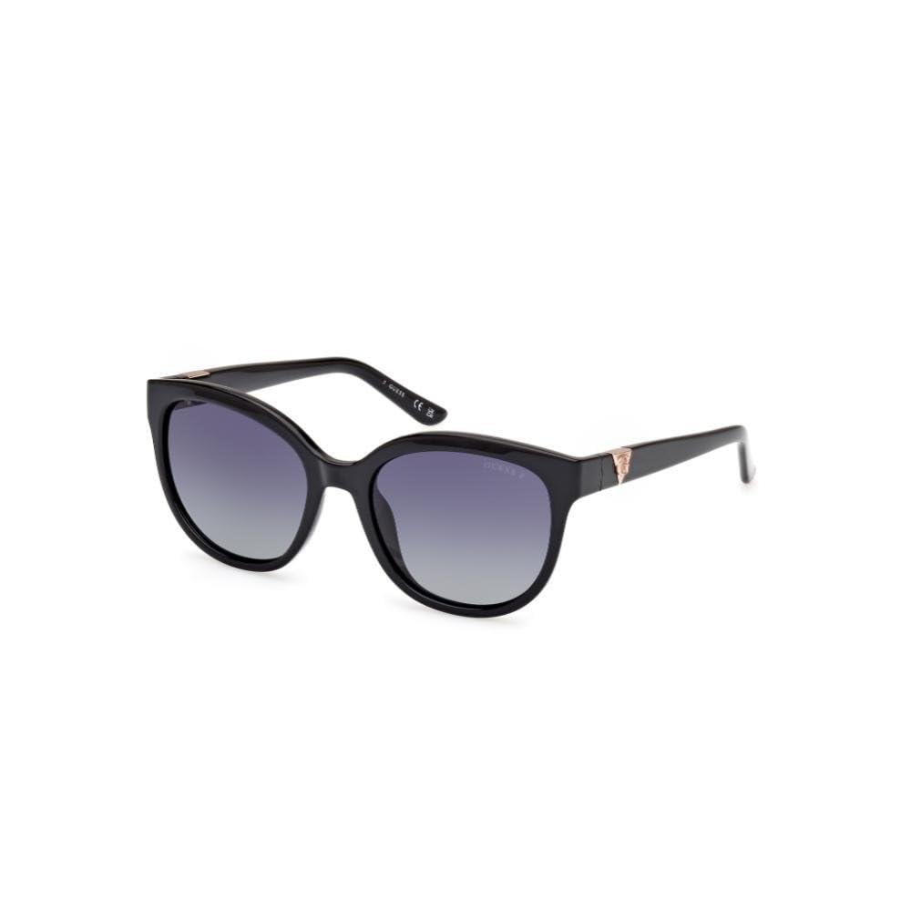 Guess sunglasses| 100% UV protected | Solid | Full Rim | Oval | Women | Medium | Shiny Black Polycarbonate Frame | Solid Smoke Lens