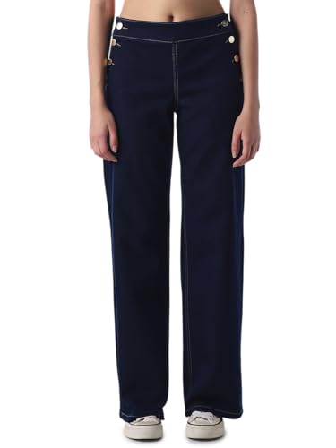 ONLY Women's Solid Wide Leg High-Rise Blue Jeans