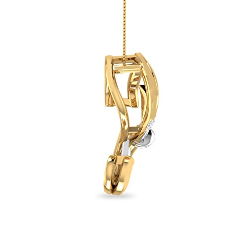 PC Jeweller The Initial S Ganesha 18KT Yellow Gold and Diamond Pendant for Women