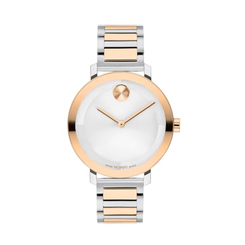 Movado Bold Swiss Qtz Silver Round Dial Women's Watch|Stainless Steel & Ionic Plated Rose Gold Steel Material|Rose Gold Color Band - 3601141