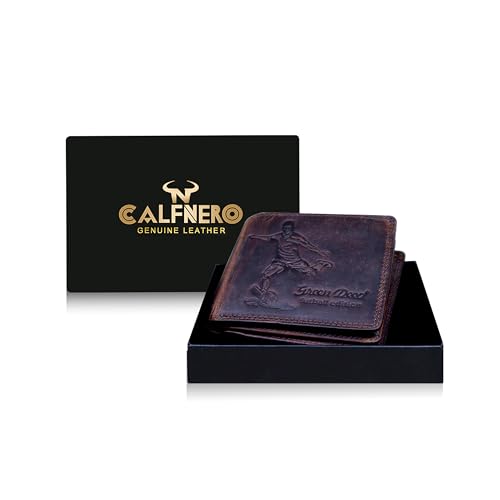 Calfnero Men's Genuine Leather Wallet-Multiple Card Slots ID Window with Coin Pocket- Leather Wallet (1123-F)